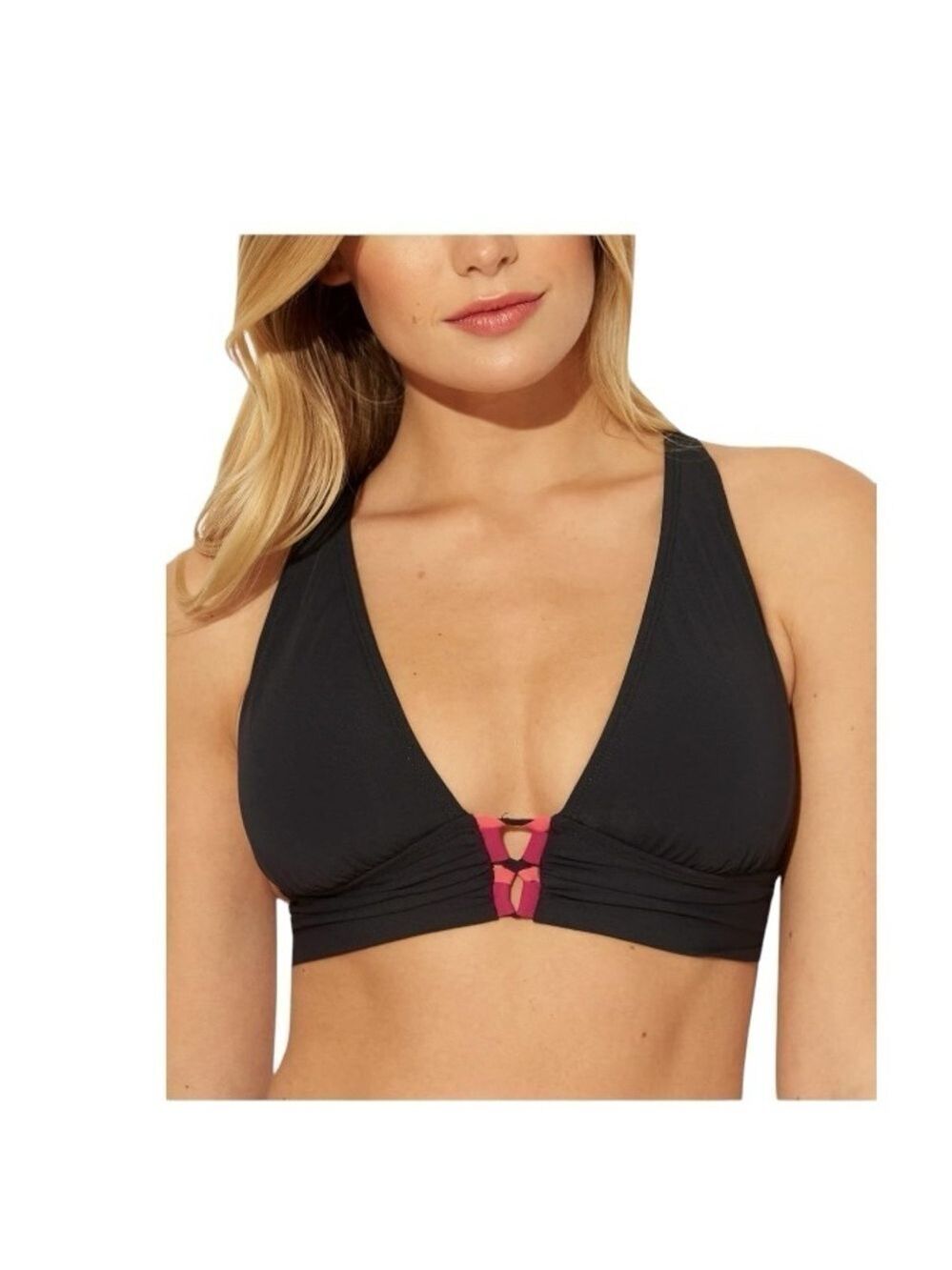Bleu Rod Beattie Black and Rouge Lace-Up Triangle Top